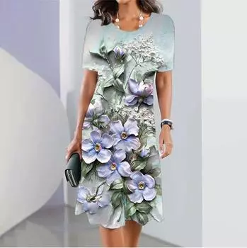 Модные сексуальные женские платья, летняя одежда больших размеров, уличные вечерние платья с коротким рукавом и круглым вырезом, женский длинный пуловер до колена