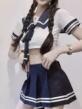 Модные сексуальные женские сексуальные костюмы для школьниц, косплей, ночная рубашка, эротическое белье, подтяжки, студенческая форма, японская ролевая игра XXXL Below 60Kg