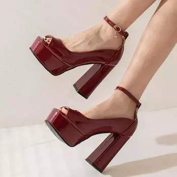 Модные сексуальные женские туфли на высоком каблуке, весенние туфли-лодочки на платформе с открытым носком, черные, белые, на каблуке, для вечеринок, свадебных танцев, женские, большого размера 46 34 чёрный