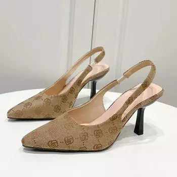 Модные сексуальные женские туфли на высоком каблуке без застежек, летние дизайнерские новые туфли с мягкой подошвой и заостренной вышивкой, весна-осень, повседневная женская обувь 35 бежевый