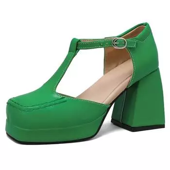 Модные сексуальные женские туфли на высоком каблуке Mary Janes, летние туфли-лодочки, черные, белые, зеленые, красные, на каблуке, для вечеринки и свадьбы, женские, большого размера 34 чёрный