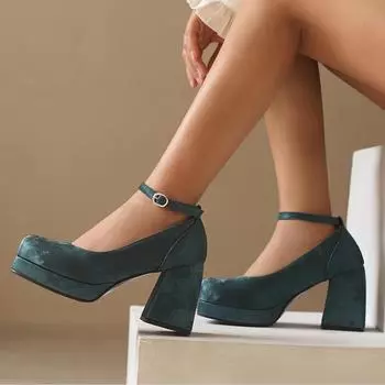 Модные сексуальные женские туфли на высоком каблуке 2024 года, туфли-лодочки на платформе, бархатные, черные, красные, зеленые, на каблуке, для танцевальной вечеринки, свадебные туфли, женские, большого размера 45 34 чёрный