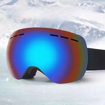Модные сферические горнолыжные очки с двойным слоем, противотуманные, с большим обзором, ветрозащитные очки для активного отдыха