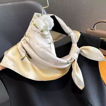 Модные шарфы с принтом 100% твиловый шелковый шарф женские шали элегантные квадратные шарфы с цветочным принтом бандана повязка на голову платок