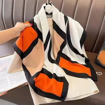 Модные шарфы, шелковый шарф, длинные легкие солнцезащитные шали, накидки для женщин, шарфы для волос 90x90cm