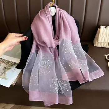 Модные шарфы со стразами для женщин, зимние теплые длинные шарфы, шарфы-накидки, декоративные шарфы 190cm фиолетовый