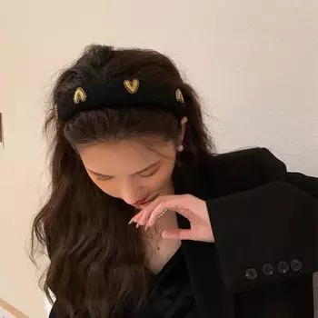 Модные шерстяные повязки для волос Sweet Heart, элегантные черные обручи для волос из губки, высококачественные головные уборы для девочек и женщин, аксессуары для волос чёрный