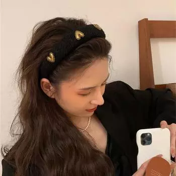 Модные шерстяные повязки для волос Sweet Heart, элегантные черные обручи для волос из губки, высококачественные головные уборы для девочек и женщин, аксессуары для волос чёрный