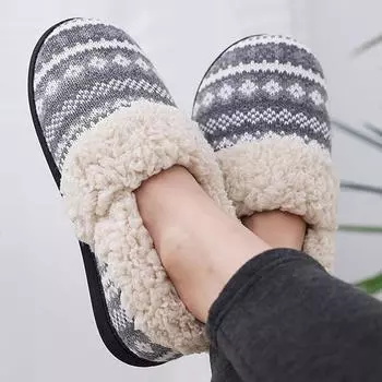 модные Shevalues новые толстые меховые тапочки для женщин и мужчин зимние пушистые теплые домашние тапочки для дома нескользящие хлопковые туфли на плоской подошве большого размера 47 36-37(8.8-9 inch) чёрный