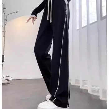 Модные широкие брюки больших размеров для женщин, идеально подходящие для лета и отдыха L чёрный