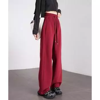 Модные широкие брюки с высокой талией и флисовой подкладкой для женщин на осень и зиму, теплые и уютные брюки-бананы S