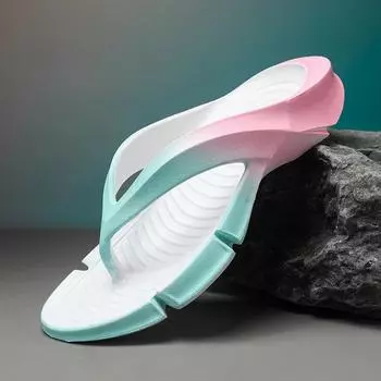 Модные шлепанцы для мужчин и женщин, ультралегкие тапочки с градиентом, летняя пляжная обувь, толстая подошва, нескользящие, удобные шлепанцы 36-37 розовый