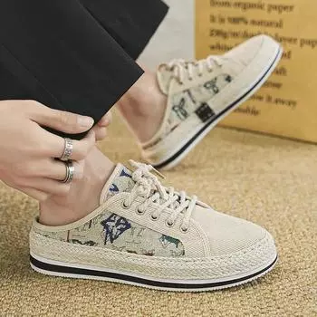 Модные шлепанцы, парусиновые мужские тапочки, нескользящие мюли, мужская обувь, распродажа на пол года, Mascullino, дизайнерская обувь класса люкс, дешевая оригинальная обувь, горячая 39