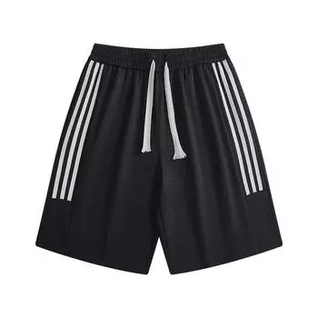 Модные шорты из ледяного шелка, мужские летние повседневные брюки в полоску, спортивные шорты XXXL