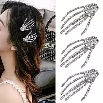 Модные шпильки для волос из сплава со стразами для женщин, модные геометрические заколки-коготь, заколки для волос, головные уборы для девочек, милые аксессуары для волос янтарь