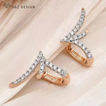 Модные симметричные серьги розового золота с кубическим цирконием и крыльями для женщин, свадебные украшения, серьги в подарок