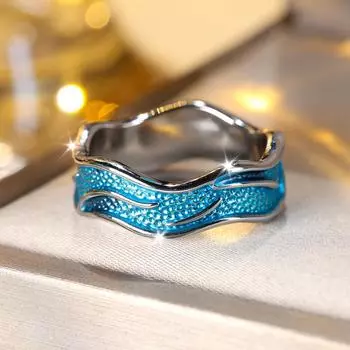 Модные синие эмалевые металлические кольца неправильной формы для женщин и девочек, модные украшения, подарки на день рождения 6 зелёный/серебряный