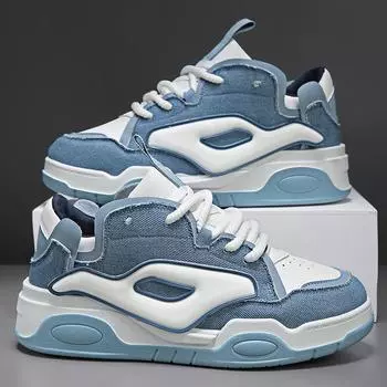 Модные синие кроссовки на платформе в стиле Харадзюку для мужчин, удобные кроссовки на плоской подошве, повседневные мужские кроссовки в стиле хип-хоп со шнуровкой, Basket Homme 39