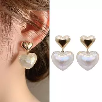 Модные сладкие элегантные серьги с цветным жемчугом в форме сердца для женщин, ювелирные изделия, подарки