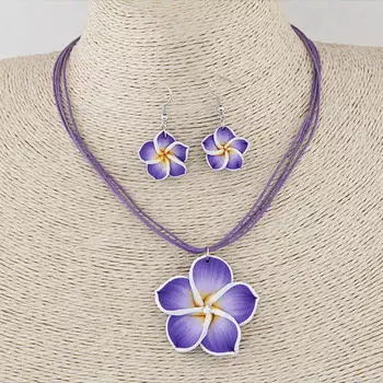 Модные, сладкие и насыщенные мягкие керамические цветы, сверкающие бриллиантовые темпераментные серьги, колье и серьги красный