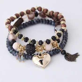 Модные, сладкие и разнообразные капли воды, модный темпераментный женский браслет Peach Heart Flow Su, многослойные украшения из бисера