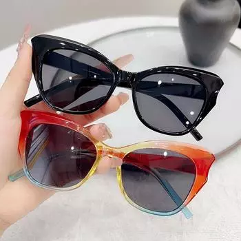 Модные солнцезащитные очки-бабочки чёрный