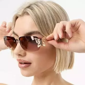 Модные солнцезащитные очки, безрамочные очки, неполяризованный модный аксессуар белый