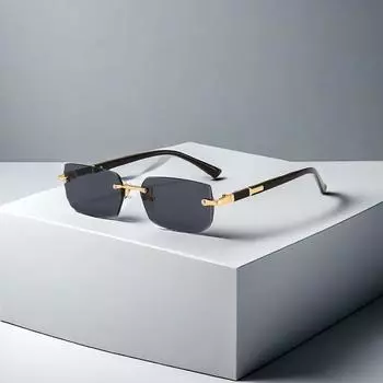 Модные солнцезащитные очки, безрамочные солнцезащитные очки, неполяризованный модный аксессуар чёрный