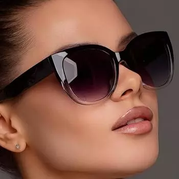 Модные солнцезащитные очки Cat Eye Gradient для женщин, винтажные оттенки, защита от ультрафиолета, очки для походов на открытом воздухе чёрный