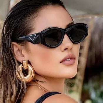 Модные солнцезащитные очки Cat Eye Small Frame Elliptical Sunglasses белый