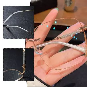 Модные солнцезащитные очки Cut Edge без оправы Trend Myopia Edge Small Cut Ultra-light Square Glasse E1R2 silver-1pcs