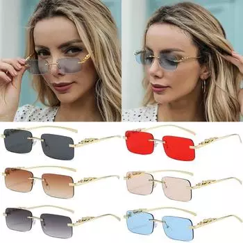 Модные солнцезащитные очки для вождения класса люкс, металлические солнцезащитные очки без оправы, унисекс, очки для путешествий с леопардовым принтом, женские, популярные, квадратные, мужские, поставка чёрный