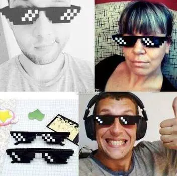 Модные солнцезащитные очки для женщин, мозаика, двумерная анимация, артефакт, пиксельное кодирование, забавное стекло для женщин/мужчин, Cermin Mata чёрный