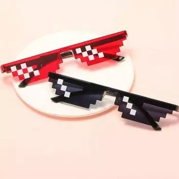 Модные солнцезащитные очки для женщин, мозаика, пространственная анимация, артефакт, пиксельное кодирование, забавное стекло, для женщин и мужчин, Cermin Mata чёрный