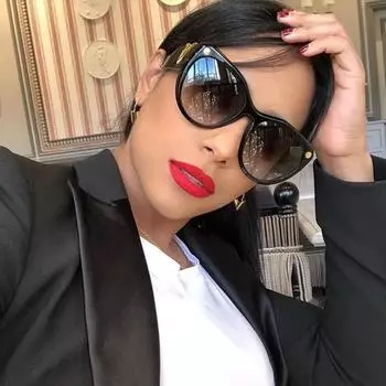 Модные солнцезащитные очки «кошачий глаз» 2025 года, винтажные люксовые брендовые дизайнерские черные большие женские солнцезащитные очки, квадратные очки UV400