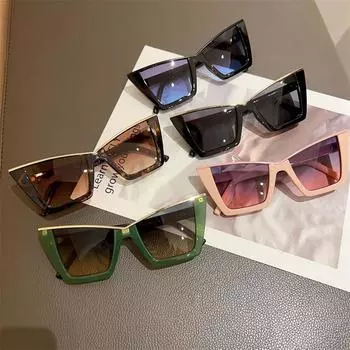 Модные солнцезащитные очки «кошачий глаз», неполяризованные модные аксессуары синий