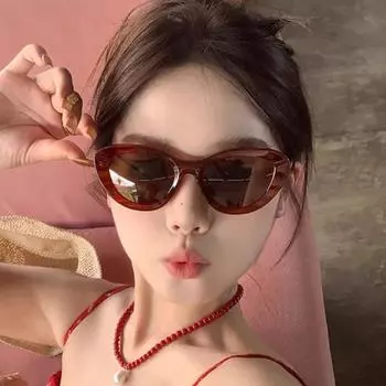 Модные солнцезащитные очки «кошачий глаз», неполяризованные модные аксессуары чёрный