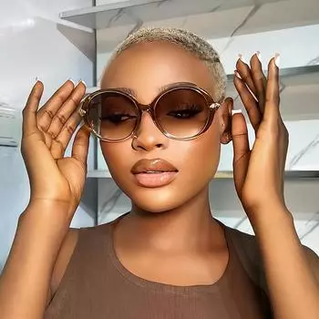 Модные солнцезащитные очки Круглые солнцезащитные очки чёрный