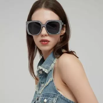 Модные солнцезащитные очки квадратные полнокадровые солнцезащитные очки неполяризованный модный аксессуар чёрный