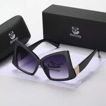 Модные солнцезащитные очки MePanda унисекс с большой коробкой, нестандартной формы, UV400 серый/чёрный