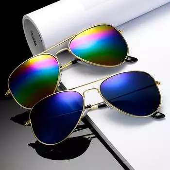 Модные солнцезащитные очки-пилоты с металлической оправой для женщин и мужчин, солнцезащитные очки для пляжного туризма, защита от ультрафиолета, спортивные очки для вождения Ubisex As picture