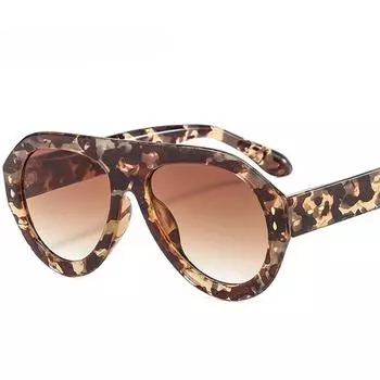 Модные солнцезащитные очки-пилоты, женские оттенки UV400, ретро-заклепки, украшения, трендовые круглые солнцезащитные очки с градиентом As the picture