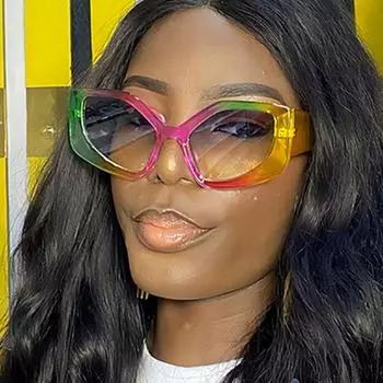 Модные солнцезащитные очки Радужные солнцезащитные очки кошачий глаз белый