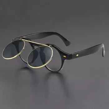 Модные солнцезащитные очки-раскладушки для мужчин и женщин, круглые двухслойные солнцезащитные очки в стиле панк, европейские и американские модные солнцезащитные очки, градиентные очки