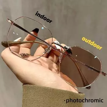 Модные солнцезащитные очки с металлической оправой для улицы, фотохромные очки для близорукости, для женщин и мужчин, очки с отрицательным зрением со степенью 0–4,0 -1.5