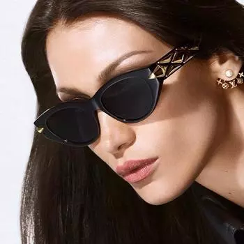 Модные солнцезащитные очки Треугольные солнцезащитные очки кошачий глаз белый