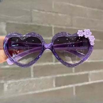 Модные солнцезащитные очки в форме сердца для девочек и мальчиков, милые солнцезащитные очки с рисунком цветка, уличные солнцезащитные очки для детей, милые очки CHINA