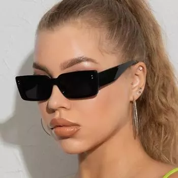 Модные солнцезащитные очки в прямоугольной оправе в стиле хип-хоп, винтажные дизайнерские черные очки, очки в маленькой оправе, роскошные очки для мужчин и женщин, UV400