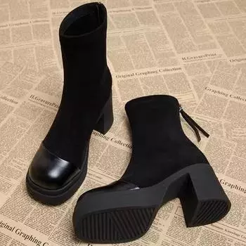 Модные современные ботинки на среднем каблуке с круглым носком, весна/осень, женская обувь на щиколотку 2025 года, высококачественные однотонные лаконичные женские ботинки Botas 35 абрикосовый