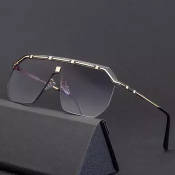 Модные современные мужские и женские металлические солнцезащитные очки в европейском и американском стиле, цельные солнцезащитные очки синий